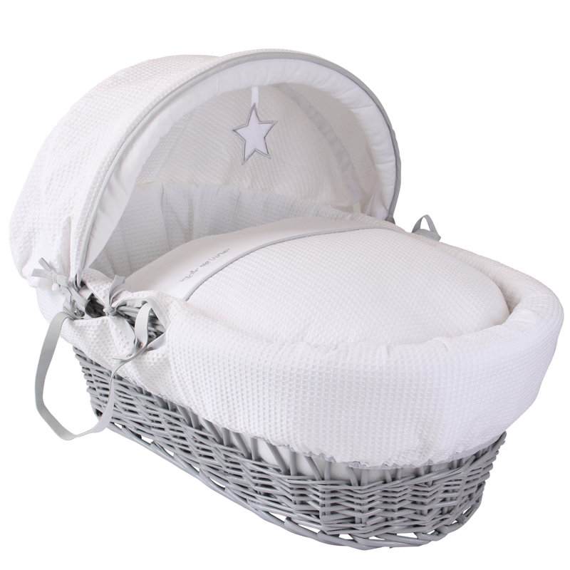Clair De Lune Silver Lining Wicker Moses Basket Wayfair.co.uk